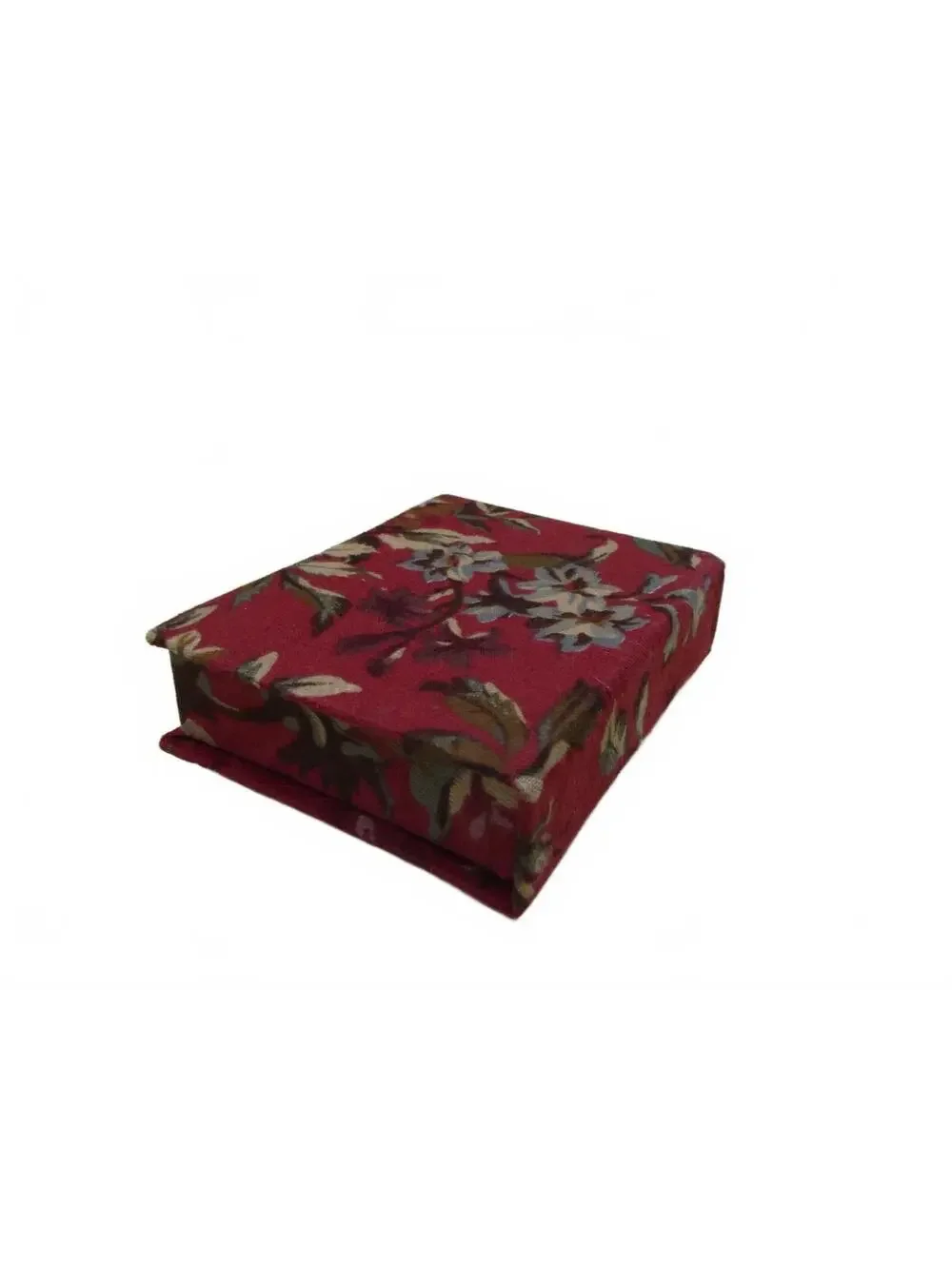 Vintage Floral Fabric Covered Jewelry Box Padded Hinged Keepsake Storage Case